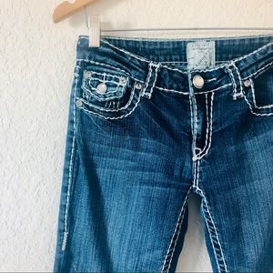 LA IDOL USA Jeans Boot Cut Threading Design Size 7